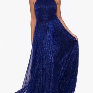 Betsy & Adam Strapless Royal Blue Gown